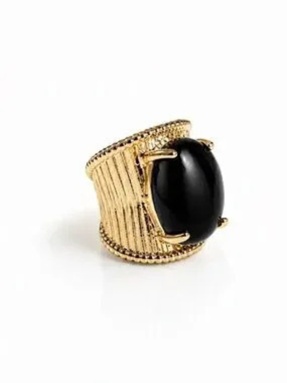 Elegant Gold Ring with Black Onyx Cabochon